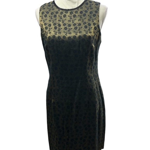 Vintage Shimmer Whimsigoth Floral Sleeveless Fairy Sheath Dress Y2K Tradwife 12 - Picture 3 of 13